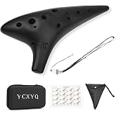 YCXYQ Alto C - Ocarina Performance Level 12 Hole Ceramic Piccolo | Professional Master Tuning Musical Instruments Smoked Craft Firing Comes with Fingering Chart Neck Lanyard and Storage Box