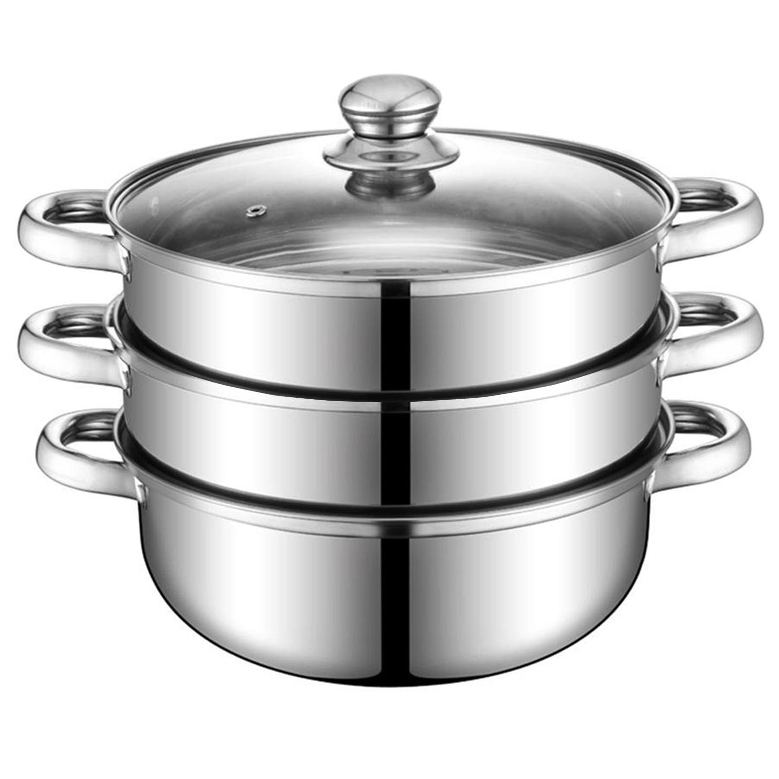 Photo 1 of Steamer Pot for Cooking 11 inch Steamer Pot, 3-tier Multipurpose 18/8 Stainless Steel Steam Pot Cookware with Lid for Vegetable, Dumpling, Stock, Sauce, Food
