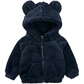 Newborn Infant Baby Boys Girls Cartoon Fleece Hooded Jacket Coat with Ears Warm Todder Kids Outwear Coat Zipper Up 0-6Y