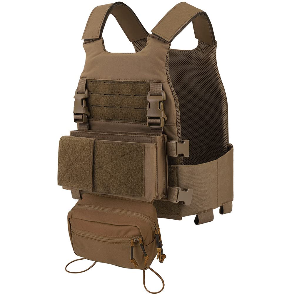 KRYDEX GEAR FCS Tactical Vest Plate Carrier Low Profile Airsoft Vest Adjustable MOLLE Plate Carrier Chest Protector for Paintball Game Training Outdoor Hunting CS (Coyote Brown)