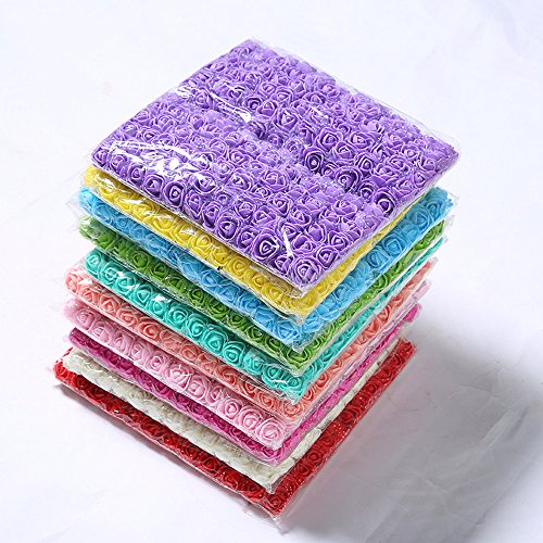 Rose DIY 144 PCS Head Flowers Artificial Flowers Wedding Bride Bouquet PE Foam DIY Party Festival Home Decor Garland Wreaths Flowers (red)