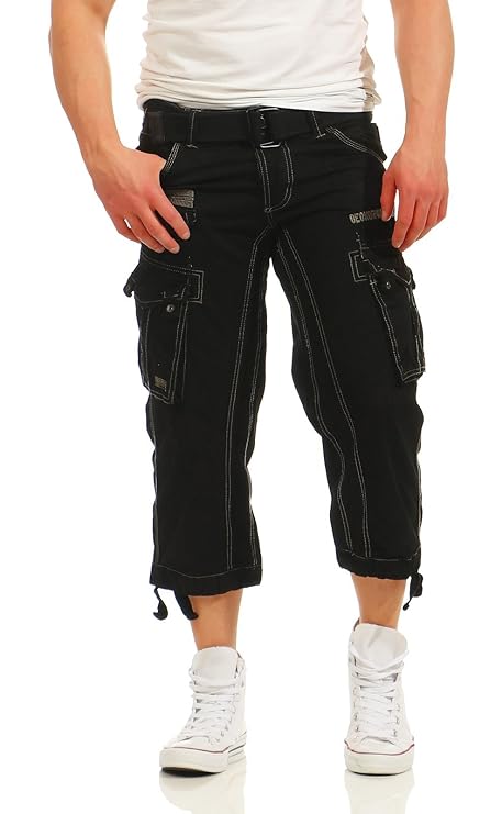 Geographical Norway Herren 3/4 Cargo Hose Panoramique Bermuda inkl. Gürtel, große Seitentaschen