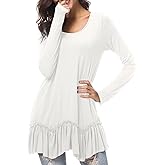 Urban CoCo Women's Casual T-shirt Solid Long Sleeve Tunic Tops