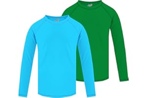 SEMOIS 2 Pack Boys Rash Guard Swim Shirt Long Sleeve UPF+ 50 Sun Swimwear for Toddler Kids Rashguard Water Swimming Shirts