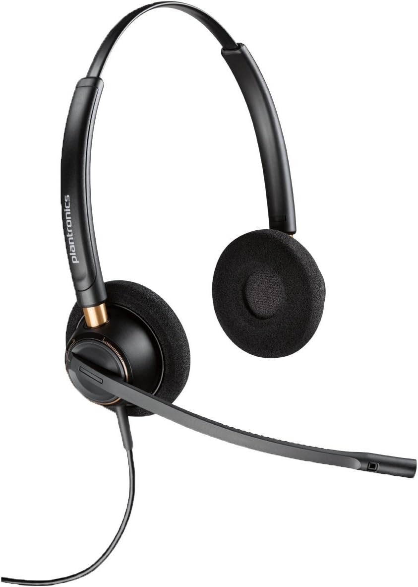 Poly – EncorePro 520 QD headset (Plantronics)– Works Call Center Digital Adapters – Acoustic Hearing Protection – Dual ear