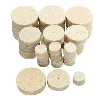 DIY Crafts Mix Wool Felt Polishing Pad pcs Wool Felt Polishing Buffing Round Wheel Tool + 2 Shank for Rotary Soft Felt Polishing Buffing Wheel Accessory (Pack of 125 Pcs, Off White)