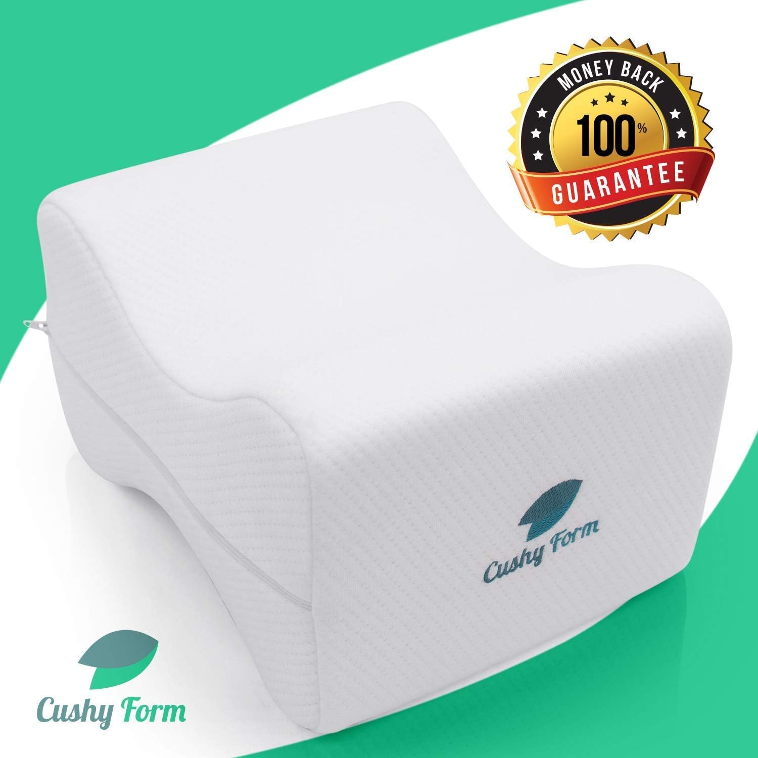 Knee Pillow for Side Sleepers - Sciatic Nerve Pain Relief | Best for Pregnancy, Hip, Knee, Back and Spine Alignment | Memory Foam Orthopedic Leg Pillow Wedge with Washable Cover+Free Storage Bag (Lrg): Home & Kitchen