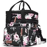 MOV COMPRA Lunch Bag Women Flower Insulated Lunch Box for Work, Expandable Large Lunch Bag, Leakproof Double Deck Lunch Box Cooler Bag with Removable Shoulder Strap(Flower)