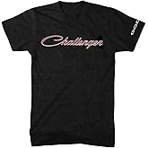 Detroit Shirt Company Dodge Challenger 2-Color Script Logo Premium Black T-Shirt 100% Cotton
