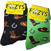 Foozys Women’s Crew Socks | Cowboy, Hats & Boots Novelty Socks | 2 Pair