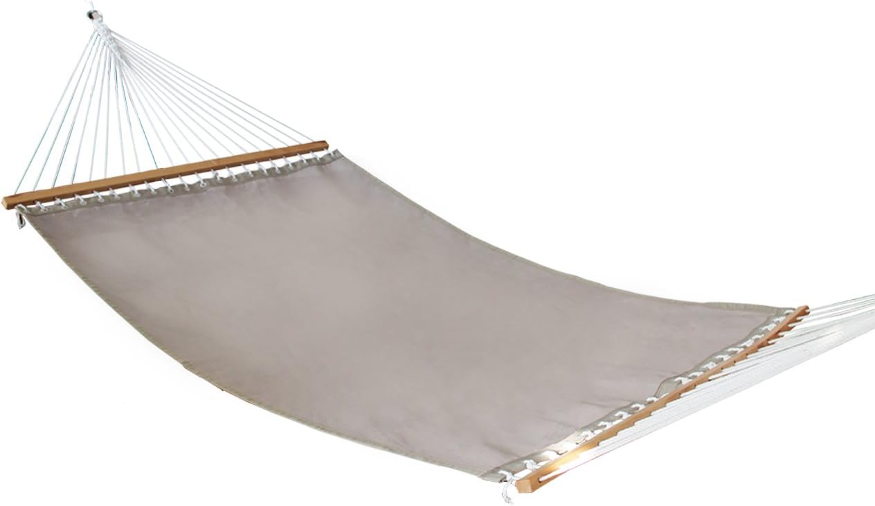 Apricis Textilene Open-Weave Hammock,Double Size Hardwood Spreader bars,Poolside Hammock quick drying Bed Length 6.5FT,Capacity:450lbs(Tan) (Tan)