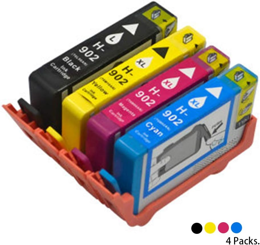 GZH-for HP 902 902XL 902 XL Ink Cartridge Compatible,Use for OfficeJet Pro 6960 6968 6970 6974 6975 6978 Printer Replacements-4-Pack