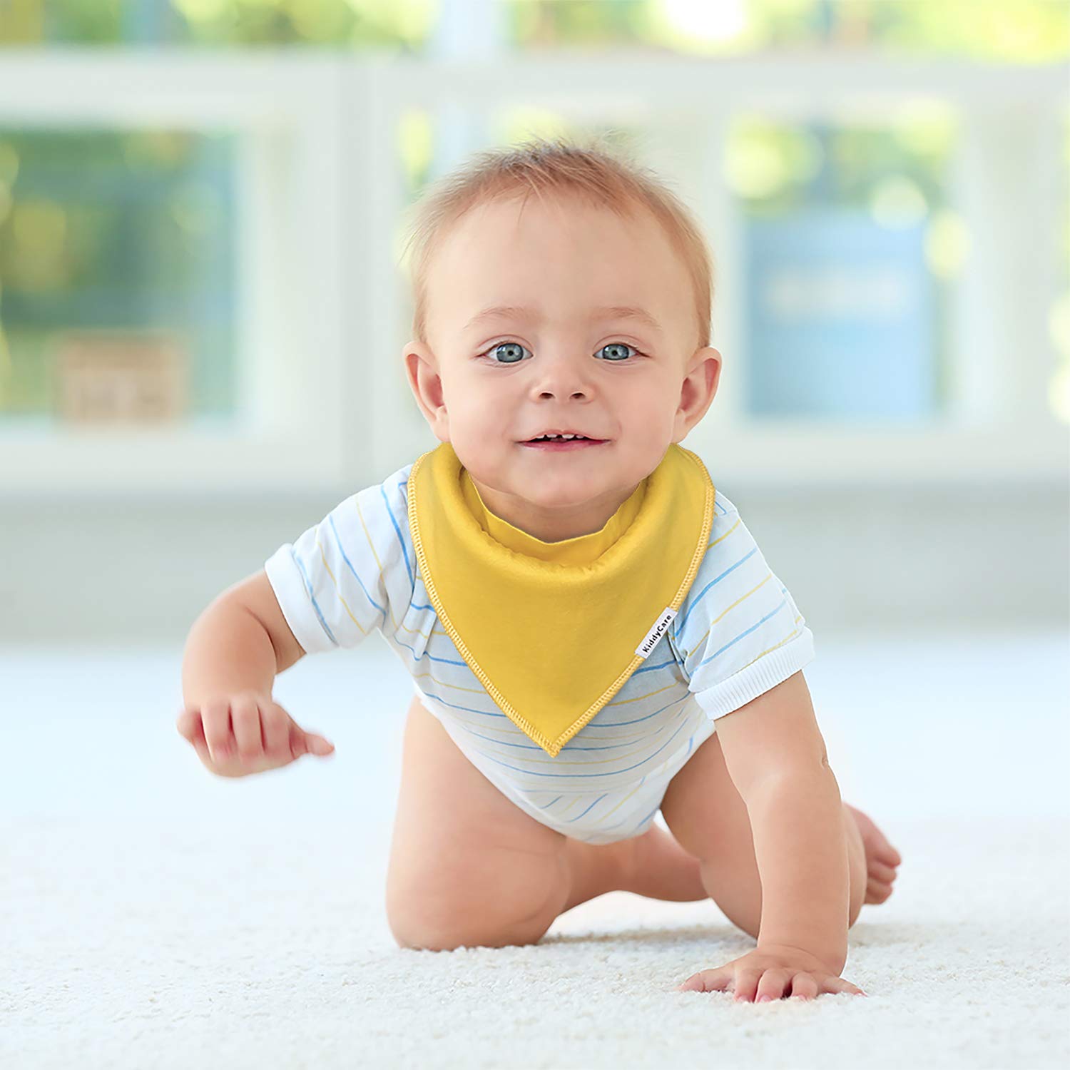 KiddyCare Baby Bibs 8 Pack - 100% Organic Cotton for Drooling and Teething - Soft & Absorbent Bandana Drool Bibs for Baby Boys and Girls - Unisex Baby Shower Gift Set: Baby