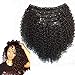 Nicewig 8A Grade Mongolian Afro Kinky Curly Clip In Hair Extension Vigin Human Hair weaving Kinky Curly Clip Ins 7pcs/lot,120gram/set Natural Black For American Black Women
