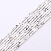 BEADIA Natural White Howlite Tube Beads Cylinder 2x4mm 38cm/Strand Stone Beads for Jewelry Making