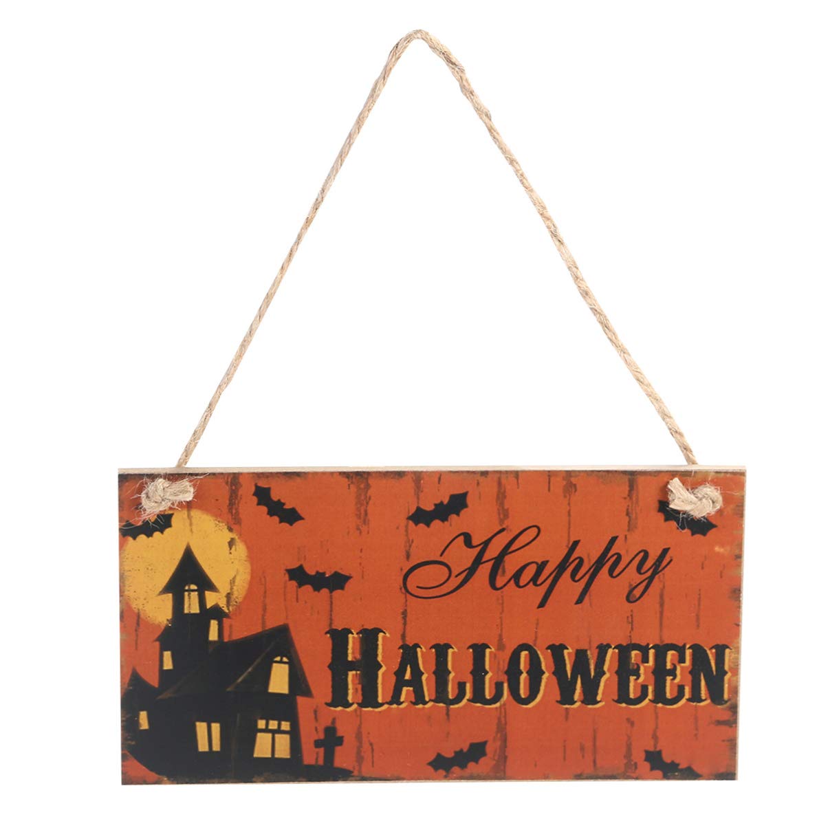 Healifty Halloween Engraved Plaques Happy Halloween Rectangle Hanging Wall Sign Decoration