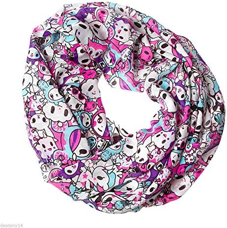 Neon Star tokidoki Infinity Scarf with Donutella, Mozzarella, Sandy Black White
