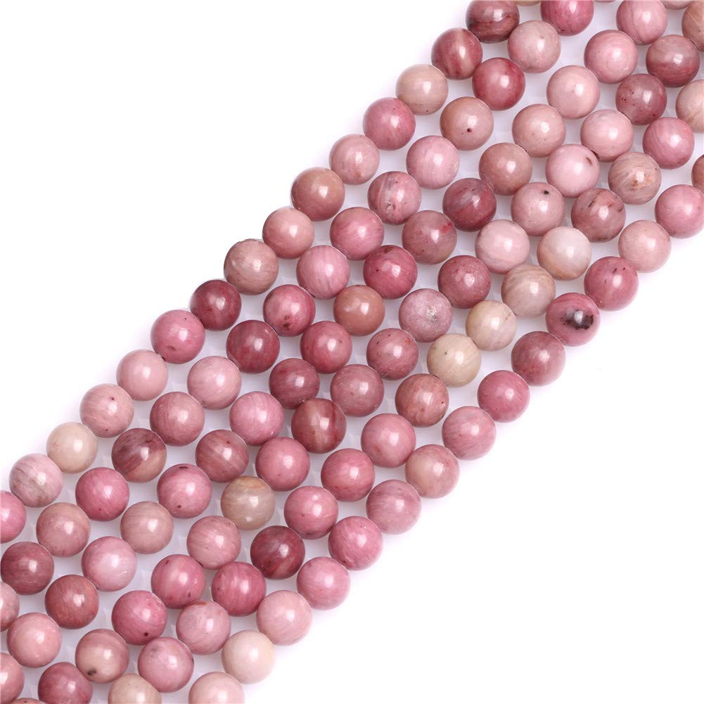 GEM-Inside Natural 6mm Rhodonite Round Gemstone Semi Precious Loose Beads for Jewellery Making 15''