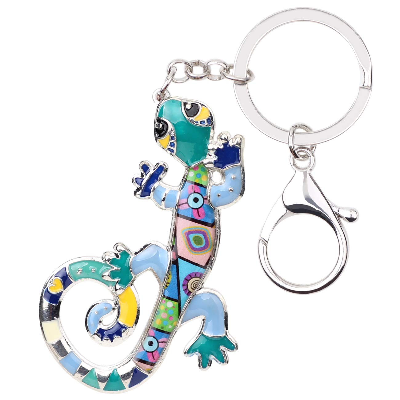 WEVENI Enamel Alloy Lizard Gecko Keychain Charms Jewelry For Women Girls Bag Car Wallet (Blue)