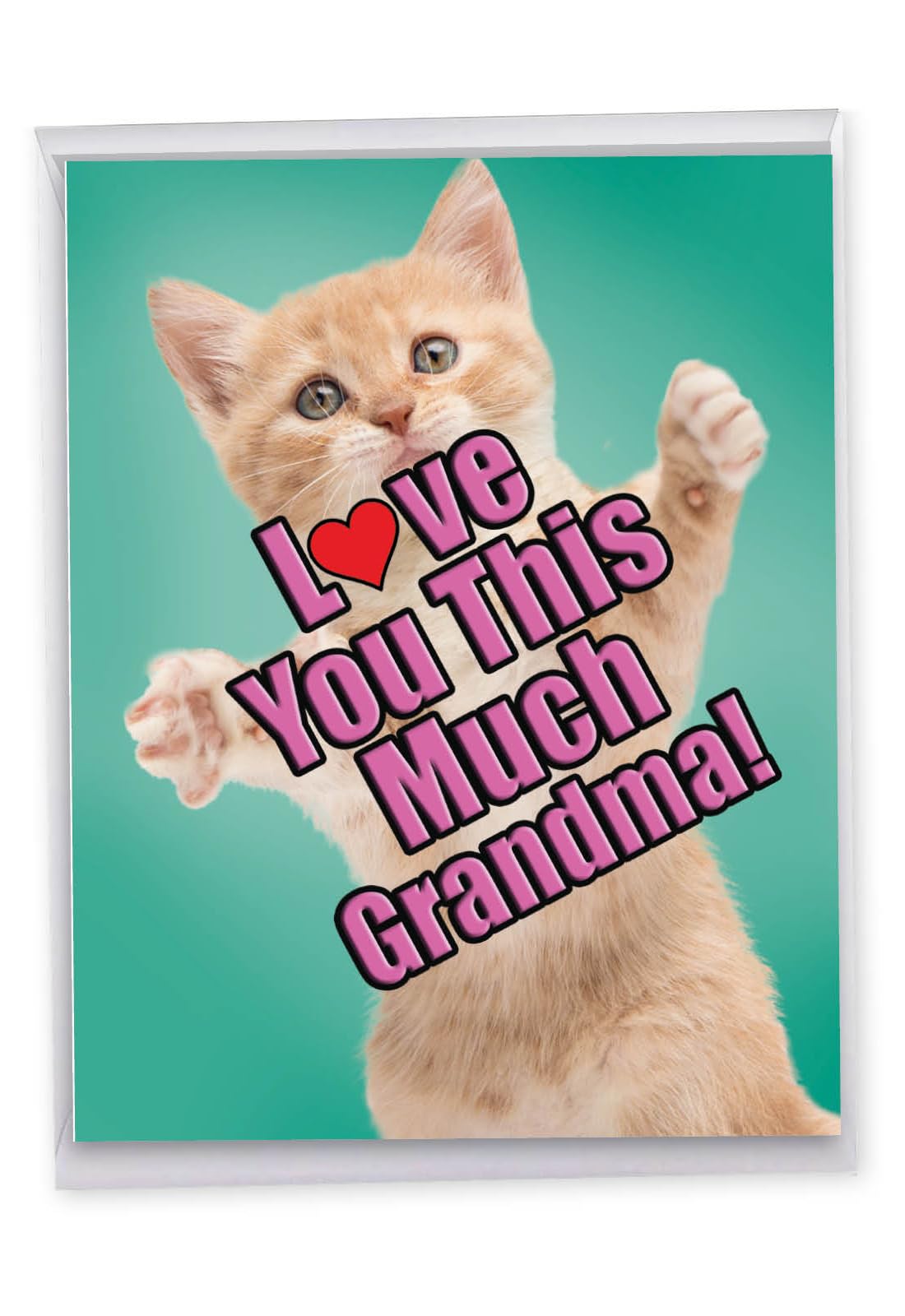 NobleWorks - Big Mother's Day Card for Grandma (8.5 x 11 Inch) - Funny Appreciation for Grandmothers, Jumbo Notecard with Envelope - Cat Love You This Much Grandma J6610GMGG
