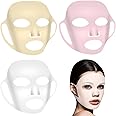 Piriuuo 3 Pcs Silicone Face Masks, Reusable Sheet Mask Elastic Reusable Face Mask Moisturizing Face Mask Silicone Sheet Mask Cover Reusable Face Masks Skincare Face Mask Cover for Women 3 Colors