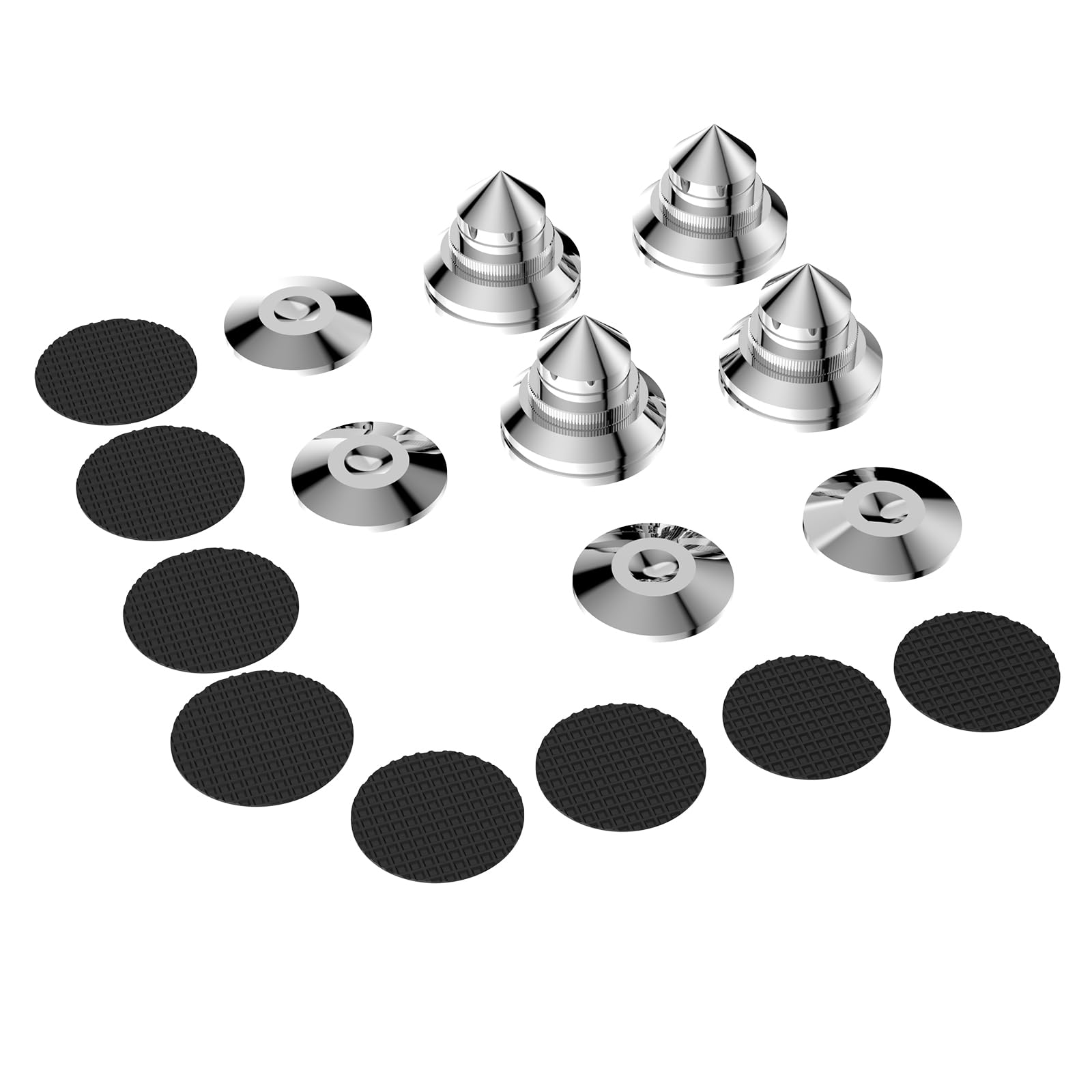Brollitest Speaker Spikes, Stainless Steel Speaker Absorber Isolation Feet For Turntable Subwoofer etc HiFi Systems, Silver