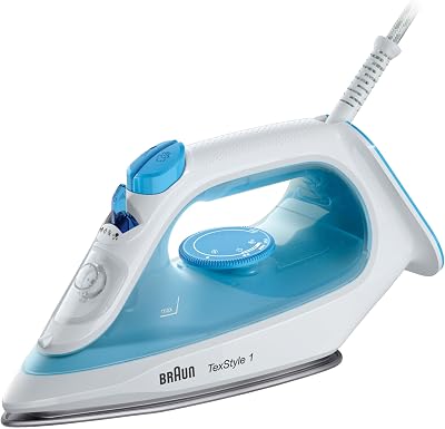 Fer à Repasser TexStyle 1 SI1029BL, Semelle Anti adhésif, 120g/min Jet Vapeur, Fonction Pulvérisation, Chauffe Rapide (35s), Mode Éco, 220ml, 1900W, Azur