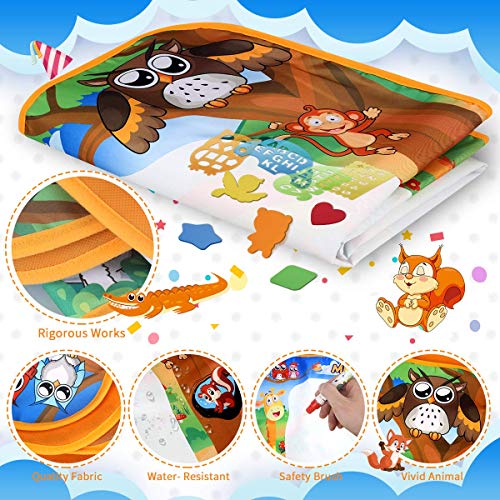 Magic Water Doodle Mat Drawing Mat Multicolor Animal World Theme Toddler Gifts Toys For 2 3 4 Year Old Girls Boys Educational Birthday Gifts Ideal Large Size 39.3 x 27.6 Inch 17pcs Accessories - Thumbnail 3