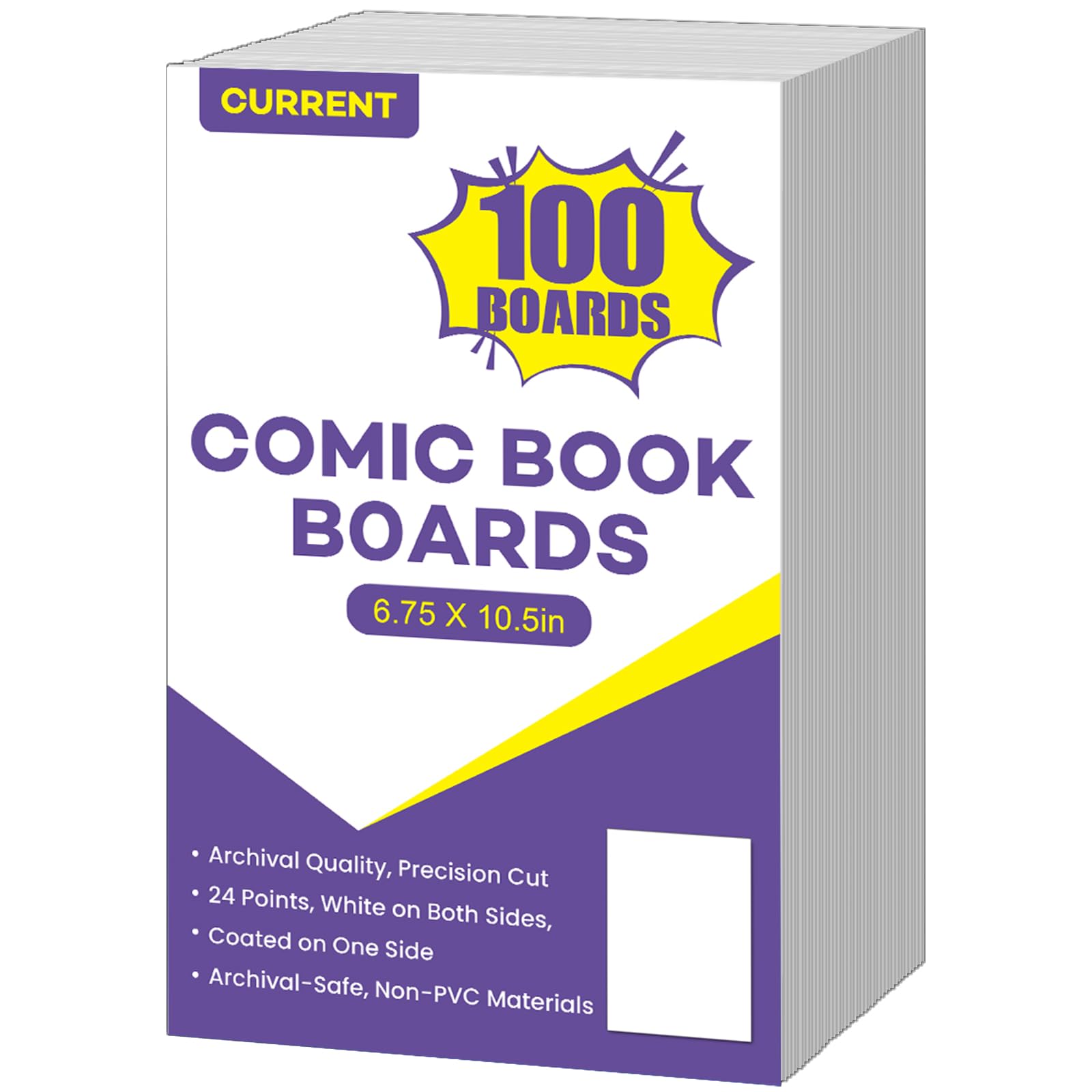 Photo 1 of 100 PCS Current Size Comic Book Boards, 6.75" x 10.5" Acid-Free Comic Book Backing Boards, Thick and Durable Books Board for Comic Book Storage and Preservation