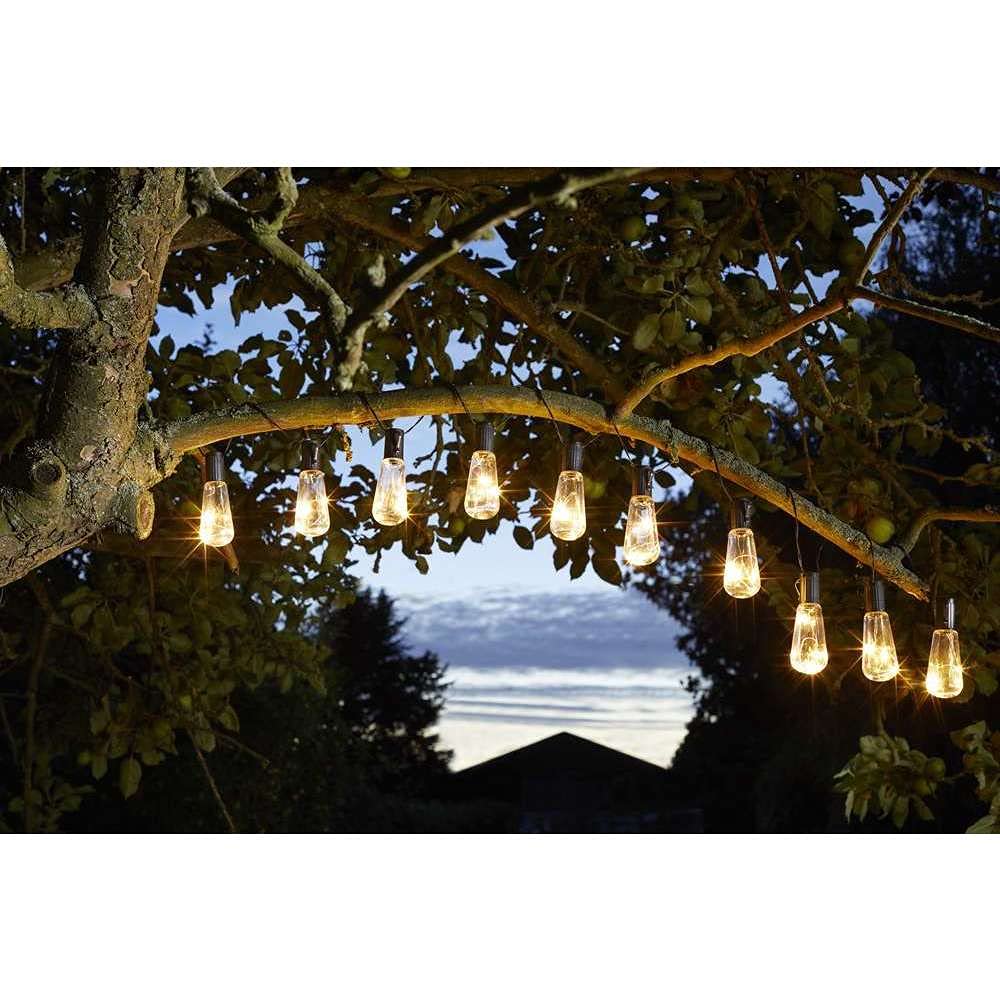 Smart Solar Garden Products 1060265 Eureka! Vintage Lightbulb Solar String Lights 10 Bulbs, Multi-Colour