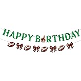 Pre-Strung Football Happy Birthday Banner Football Hanging Garland Banner for Sports Theme Birthday Party Supplies
