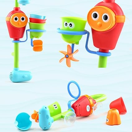 Amazon エヴリシング ベビー 知育遊具 お風呂 おもちゃ バストイ シャワートイ 蛇口から水が流れるのが楽しいらしく カラフル カップたち大活躍 お風呂用おもちゃ おもちゃ