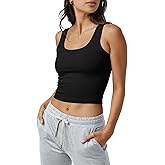 Fioboc Cropped Tank Tops for Women Sleeveless Scoop Neck Workout Crop Tops Breathable Slim Fit Yoga Gym Activewear Shirt