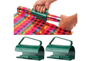 MARCHMARS BANGDAERGE 2Pcs Wrapping Paper Roll Cutter Wrapping Paper Cutter Tool with Handle Push Cut Easy Sliding Birthday Gift Wrap Paper Roll Dispenser and Cutter Holder Green