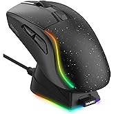 DAREU A950 Wireless Gaming Mouse with RGB Charging Dock,88g Lightweight Programmable Tri-Mode Wireless Mouse Gaming, Up to 12K DPI,1000Hz,120Hrs Playtime with RGB Backlit, Great for PC, Mac