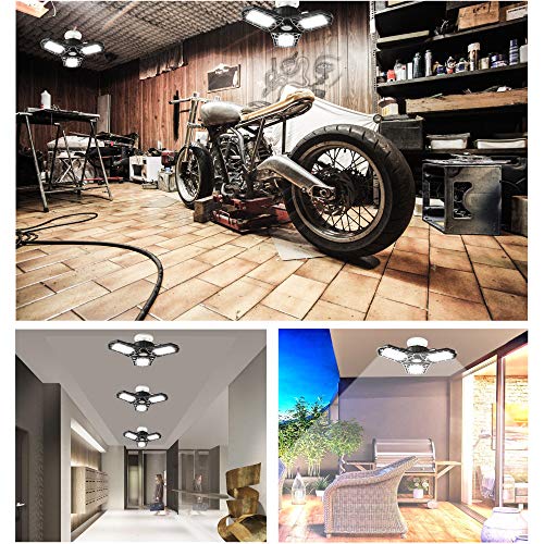 UNOSEKS 80W LED Garage Lights, Deformable Garage Light with 3