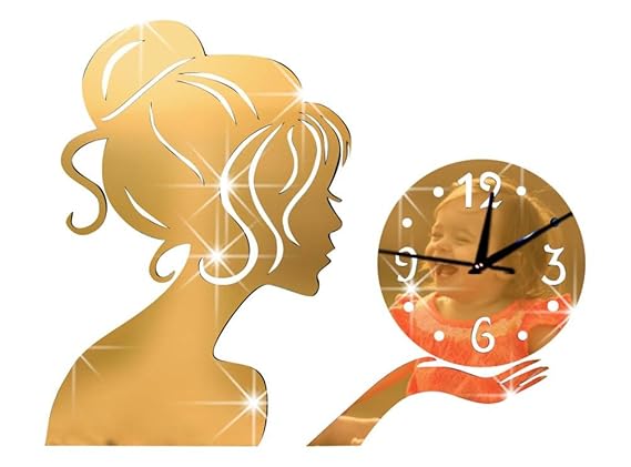 ChezMax DIY Wall Hanging Clock Decal Murals 3D Beauty Wallpaper Sticker for Home Decorations Colorful Plastic