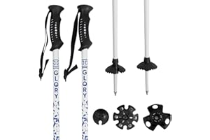 GLORY SKI POLES Ski Poles for Adults by Glory Poles - Ultra Durable Downhill 6 Series Aluminum Shaft Ski Poles for Men and Women - Snow Skiing Gear for All Mountain, Free Style Skiing
