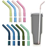 18 Pcs 8mm Silicone Straw Tips and Pedestals Reusable Food Grade Rubber Straw Tips for Metal Straws Replacement Flex Elbow Silicone Straw Covers for Stanley Cup Tumbler Fit for 8-10mm Diameter Straws