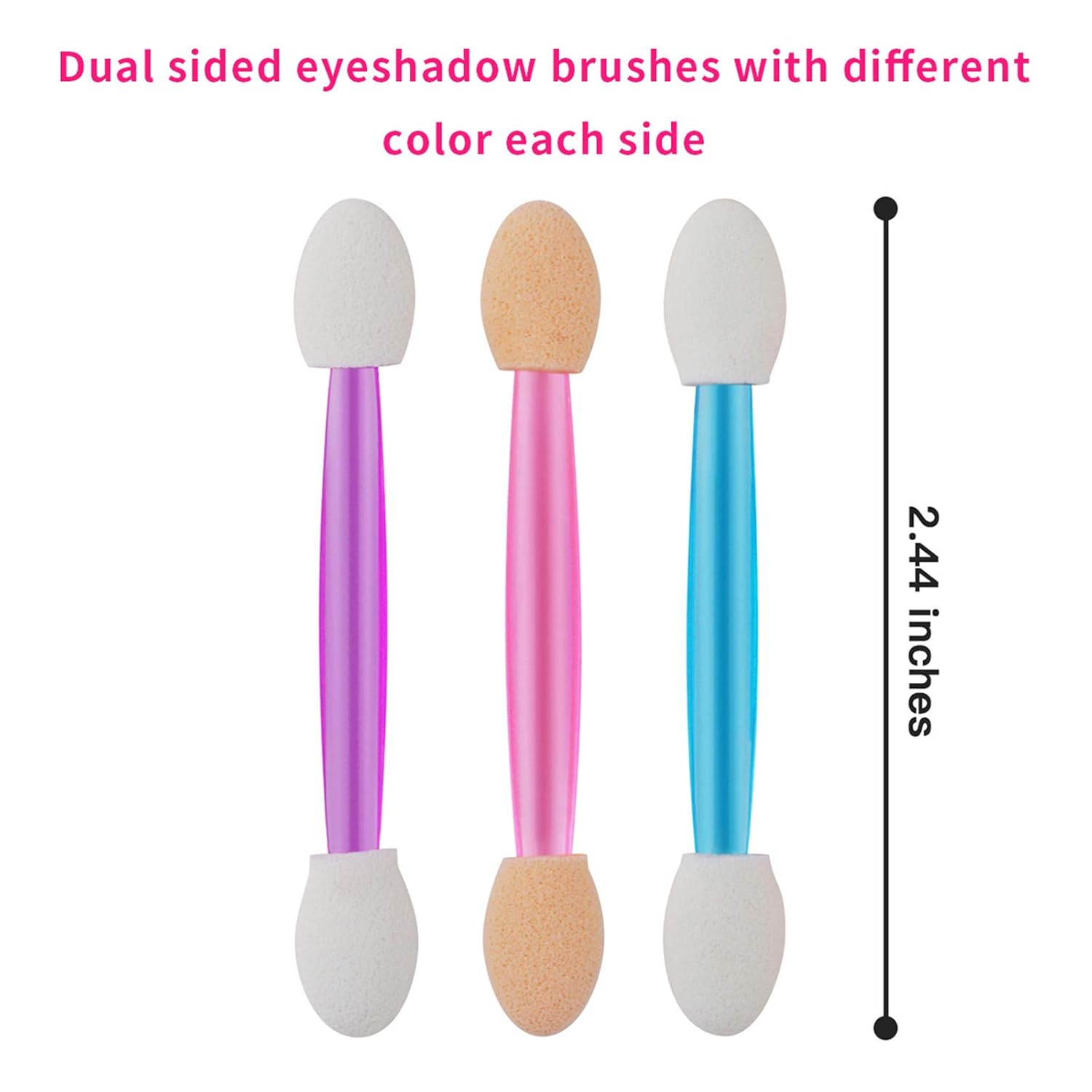 Cuttte 60PCS Disposable Dual Sides Eye Shadow Sponge Applicators, 3 Colors Eyeshadow Brushes Makeup Applicator (Pink, Purple, Blue): Beauty