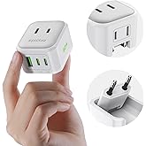 EPICKA Hybrid Mini European Travel Plug Adapter, 30W PD Fast Charging 5-in-1 Foldable International Power Adapter with 2 AC & 3 USB Ports, with Type C VisaPlug, Travel Essentials for US to Europe