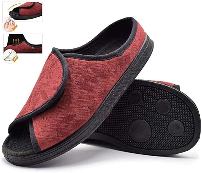 DYWLQ Womens Diabetic Sandals Wide Slippers, Adjustable Edema Shoes