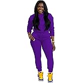 TOPSRANI Womens Two Piece Outfits Bodycon Tracksuit Sweatsuits Hoodie Solid Jogger Biker Workout Lounge Long Sleeve Pant Sets