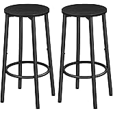 HOOBRO Bar Stools, Bar Stools Set of 2, Counter Height Stools with Footrest, Breakfast Bar Stools, Sturdy Steel Frame, for Di