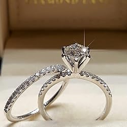 SWEETSHION 2PCS Couple Diamond Rings, Luxury