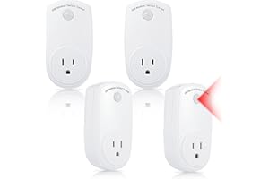 Macarrie 4 Pieces Motion Sensor Sockets Indoor Plug in Sensor Light Control Switch 120 Degrees Motion Activated Detector Plug Outlet for Corridor Garage Patio Aisle Room, 20ft Range, CE Listed