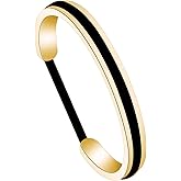 Zuo Bao Handstamped Inspirational Message Hair Tie Bracelet Stainless Steel Grooved Cuff Bangle for Women Girls