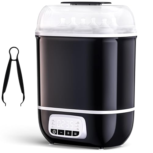 Baby Bottle Steriliser and Dryer Electric Steriliser for Baby Bottles with Digital LCD | 5-in-1 Steam Steriliser Auto Power-Off | Bottle Drying Warming Milk & Food