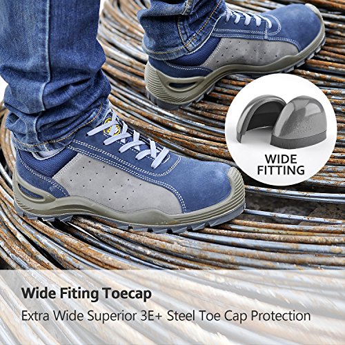 SAFETOE Safety Shoes Work Boots Wide L7295 Leather &Steel Toe Work Shoes for Men and Women - Thumbnail 2
