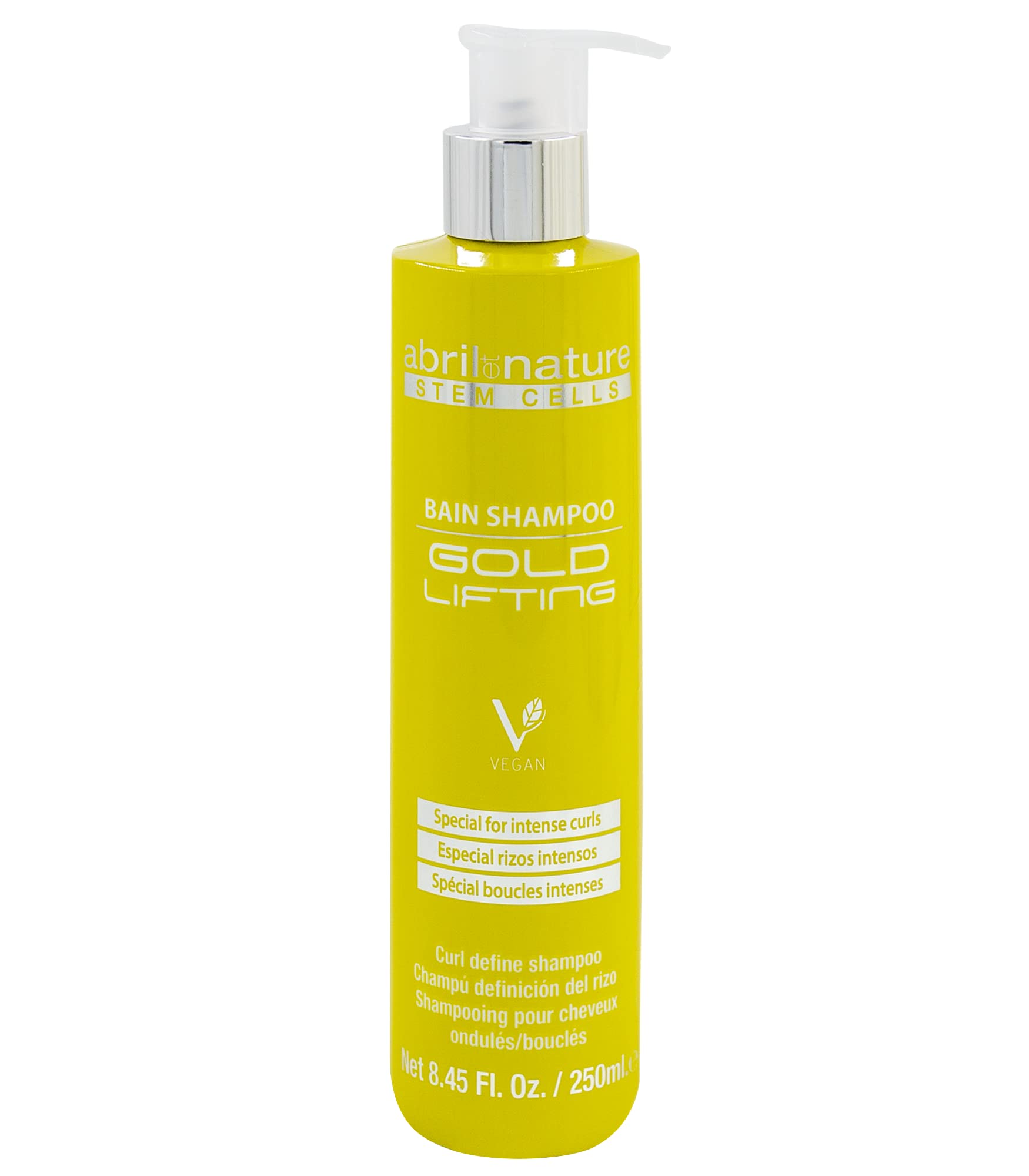 abril et nature - Gold Lifting - Professional Shampoo Ideal for Curly or Wavy Hair - Rejuvenating and Anti-Frizz Treatment with Stem Cells - Greater Shine and Curl Definition - 250 ml — image 1